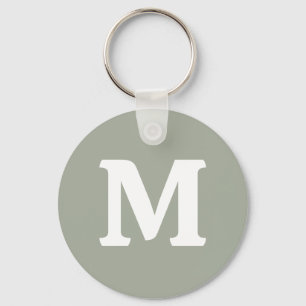 Desert Sage Effen Kleur Monogram Sleutelhanger
