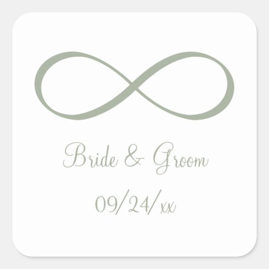 Desert Sage Infinity Symbool Save the Date Vierkante Sticker (Voorkant)