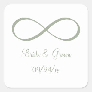 Desert Sage Infinity Symbool Save the Date Vierkante Sticker
