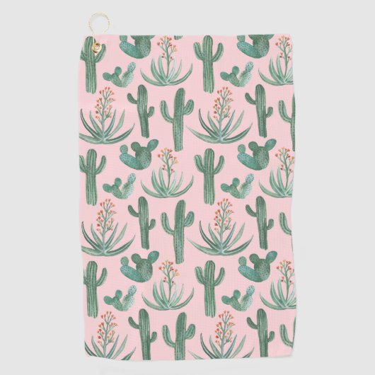 Desert Saguaro Cacti Succulents Waterverf Golfhanddoek (Voorkant)