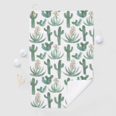 Desert Saguaro Cacti Succulents Waterverf Golfhanddoek (Insitu)