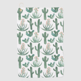 Desert Saguaro Cacti Succulents Waterverf Golfhanddoek