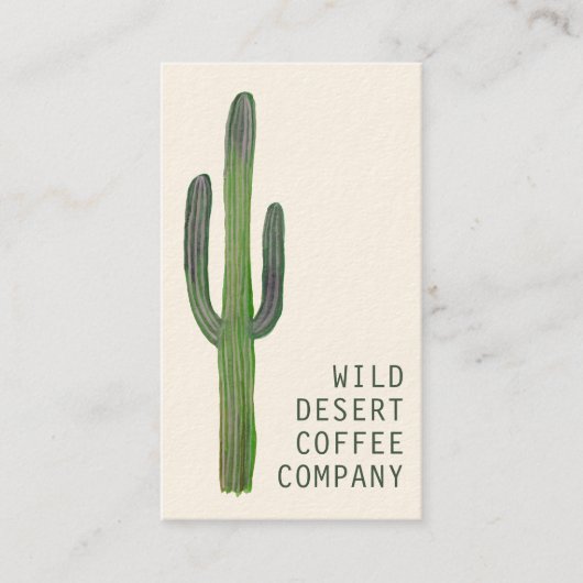 Desert Saguaro Cacti-Waterverf Unieke Rotische afb Visitekaartje (Voorkant)
