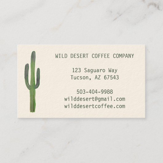 Desert Saguaro Cacti-Waterverf Unieke Rotische afb Visitekaartje (Achterkant)