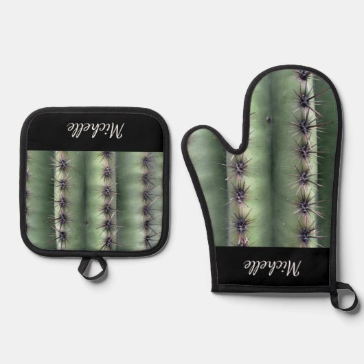 Desert Saguaro Cactus Elegant Zuidwest Ovenwant & Pannenlap Set (Voorkant)