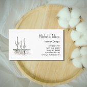 Desert Saguaro Cactus Minimalist Zwart Wit Visitekaartje