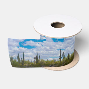 Desert Saguaro Cactus Party Clouds Natuur Satijnen Lint