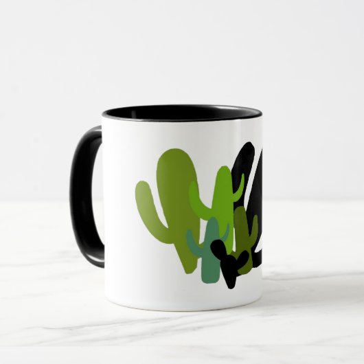 Desert Saguaro Cactus Retro Mok (Voorkant links)
