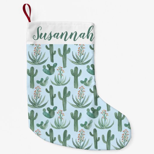 Desert Saguaro Cactus Succulents Pattern CUSTOM Kleine Kerstsok (Voorkant)