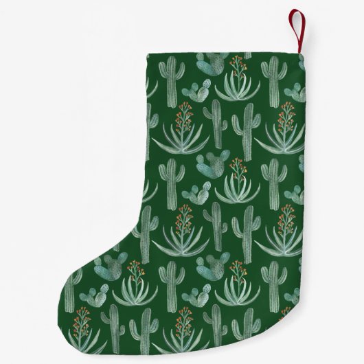 Desert Saguaro Cactus Succulents Pattern CUSTOM Kleine Kerstsok (Achterkant)