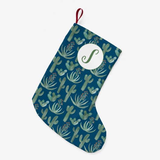 Desert Saguaro Cactus Succulents Pattern CUSTOM Kleine Kerstsok (Voorkant (Hangend))