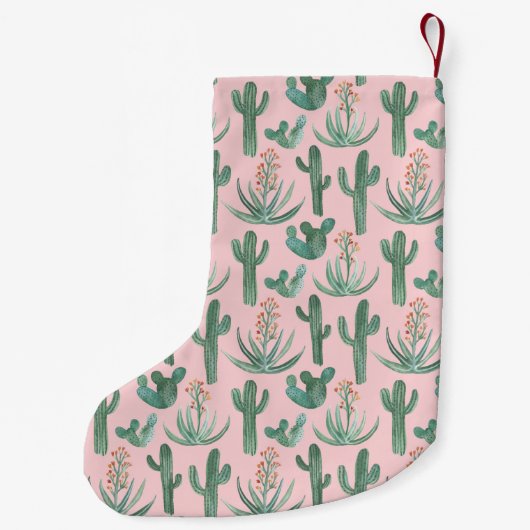 Desert Saguaro Cactus Succulents Pattern CUSTOM Kleine Kerstsok (Achterkant)