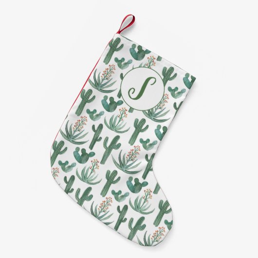 Desert Saguaro Cactus Succulents Pattern CUSTOM Kleine Kerstsok (Voorkant (Hangend))