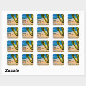Desert Saguaro Cactus Trouwnaam Locatie Vierkante Sticker (Vel)