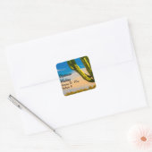 Desert Saguaro Cactus Trouwnaam Locatie Vierkante Sticker (Envelop)