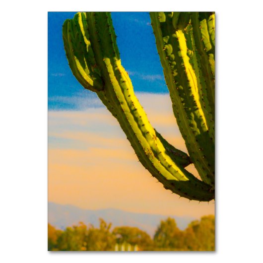 Desert Saguaro Cactus Trouwtafel Kaart Wit (Achterkant)