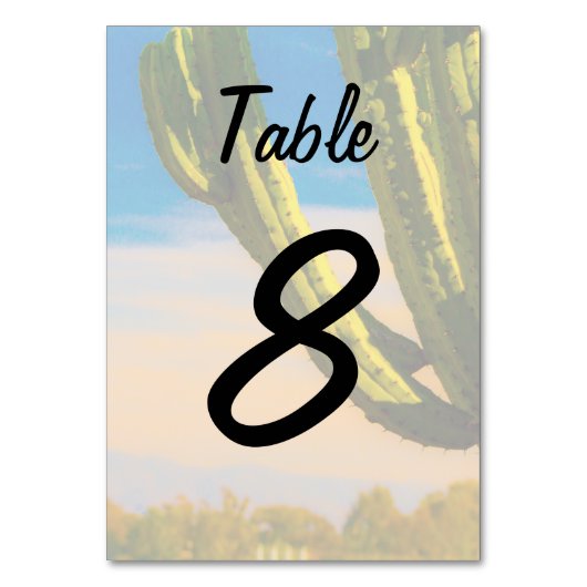 Desert Saguaro Cactus Trouwtafel Kaart Wit (Voorkant)