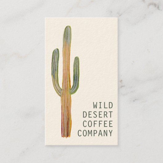 Desert Saguaro Cactus Waterverf Unieke legant Visitekaartje (Voorkant)