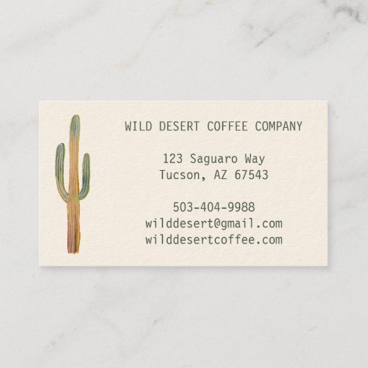 Desert Saguaro Cactus Waterverf Unieke legant Visitekaartje (Achterkant)