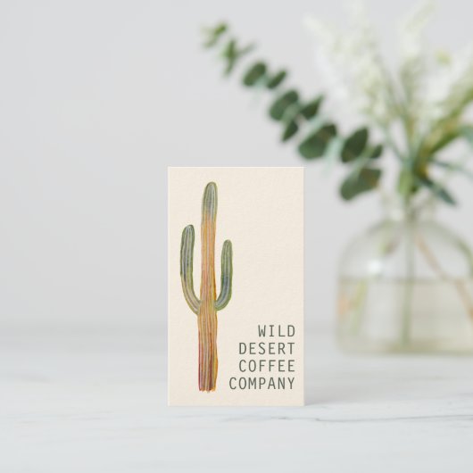 Desert Saguaro Cactus Waterverf Unieke legant Visitekaartje (Staand voorkant)