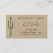 Desert Saguaro Cactus Waterverf Unique Boho Kraft Visitekaartje (Achterkant)
