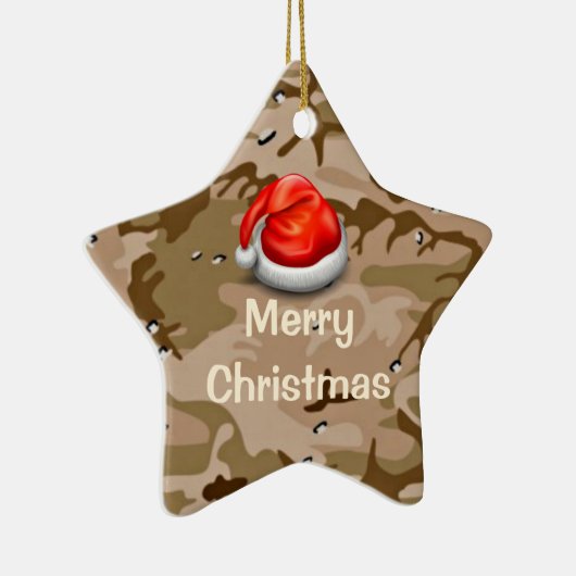 Desert Sand Camo Star Merry-kerstOrnament Keramisch Ornament (Rechts)