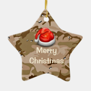 Desert Sand Camo Star Merry-kerstOrnament Keramisch Ornament