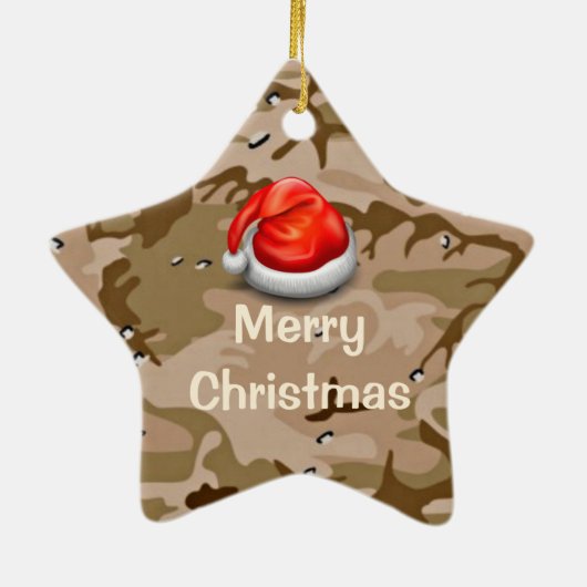 Desert Sand Camo Star Merry-kerstOrnament Keramisch Ornament (Achterkant)