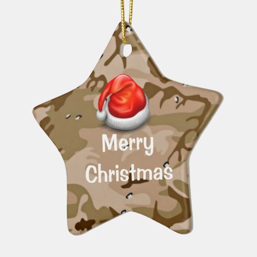 Desert Sand Camo T-Shirt Merry-kerstOrnament Keramisch Ornament (Links)