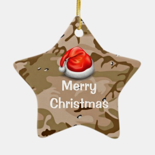 Desert Sand Camo T-Shirt Merry-kerstOrnament Keramisch Ornament (Achterkant)