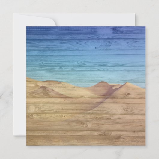 Desert Sand Dunes Beautiful Blue Sky On Wood Grain Kaart (Voorkant)