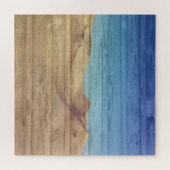 Desert Sand Dunes Beautiful Blue Sky On Wood Grain Legpuzzel (Horizontaal)