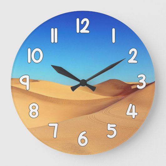 Desert Sand Wall Clock – Blue Sky Nature Landscape Grote Klok (Voorkant)