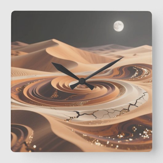 Desert Sands Wall Clock Vierkante Klok (Voorkant)