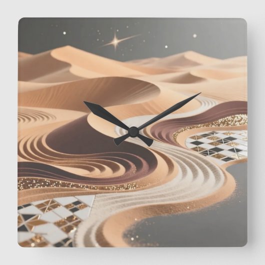 Desert Sands Wall Clock Vierkante Klok (Voorkant)
