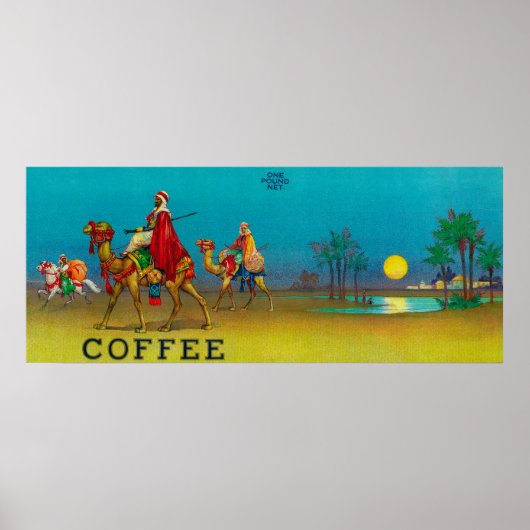 Desert Scene Coffee Label Poster (Voorkant)