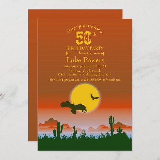 Desert Scene Invitation Kaart (Voorkant / Achterkant)
