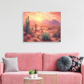 Desert Sequoia Cactus Kleurrijke Zonsopgang Kunst Canvas Afdruk (Insitu (Woonkamer))