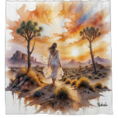 Desert Serenity: mystieke reis door het zand Douchegordijn (Voorkant)