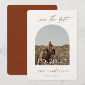 Desert Sienna Arch Lijst Wedding Save the Date (Voorkant / Achterkant)