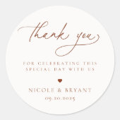 Desert Sienna Minimalist Weddenschap Hartelijk dan Ronde Sticker (Voorkant)