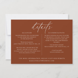 Desert Sienna Minimalist Wedding Details Kaart