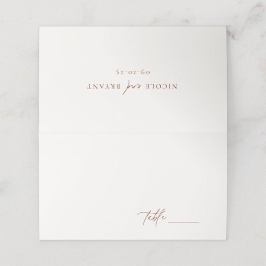 Desert Sienna Minimalist Wedding Plaatskaartje (Buitenkant ongevouwen)