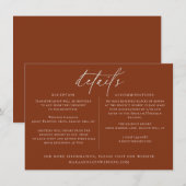 Desert Sienna Minimalistische Huwelijksdetailkaart Kaart (Voorkant / Achterkant)