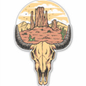 Desert Skull Arid Schilderachtig Landscape Cactus  Sticker (Voorkant)