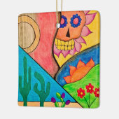 Desert Skull-kerstcactus Folk Art Keramisch Ornament (Links)