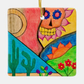 Desert Skull-kerstcactus Folk Art Keramisch Ornament (Voorkant)