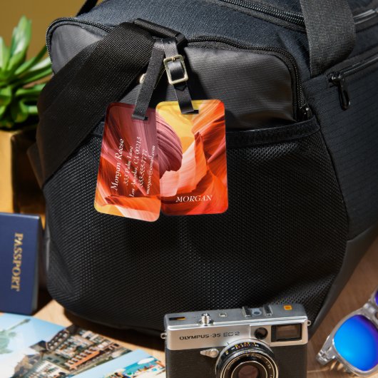 Desert Sleuf Canyon of Uw Foto White Name & Info Bagagelabel (Voorkant /achterkant)