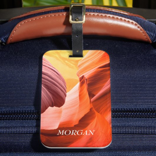 Desert Slot Canyon of Uw Foto, witte naam Bagagelabel (Voorkant Insitu 2)