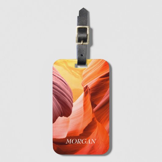 Desert Slot Canyon of Uw Foto, witte naam Bagagelabel (Voorkant (verticaal))